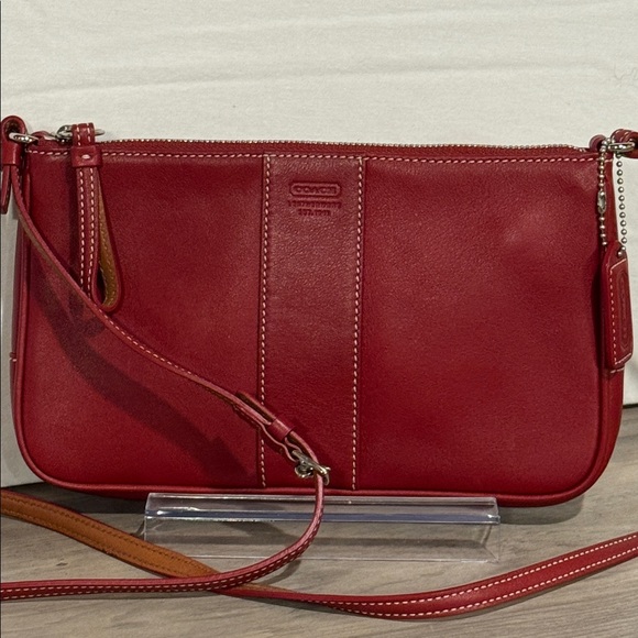 Vintage Coach Slim Demi Crossbody Bag - Rare Red Leather (7578) - Picture 1 of 14